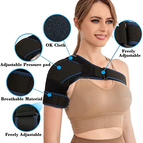 VISKONDA Shoulder Brace Sling Immobilizer and Compression Sleeve,Rotator Cuff Injury Supports for AC Joint Pain Relief,Arm Stability,Tear,Bursitis,Swelling,Tendonitis,for Men and Women (Black,Small)