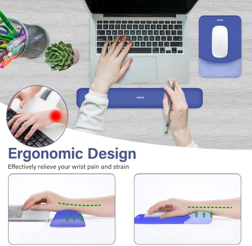 MOSISO Wrist Rest Support Mouse Pad & Keyboard Set, Royal Blue