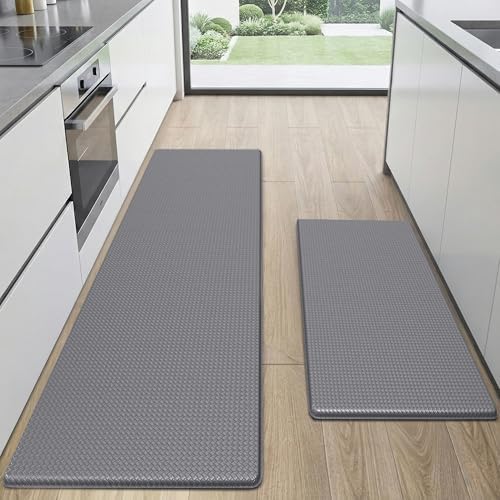 Kitchen Mats for Floor, [2PCS] Anti-Fatigue Kitchen Rugs, Grey