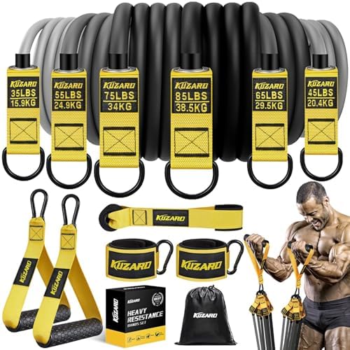 KUZARO Heavy Resistance Bands for Working Out, 300lbs/360lbs Heavy Exercise Bands with Handles, Resistance Bands for Men, Weight Bands Set for Muscle Training, Strength, Yoga, Home Workout Equipment