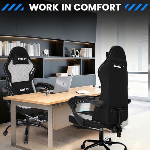 Gaming Chair, Ergonomic Computer Chair with Footrest and Lumbar Support, Height Adjustable Office Chair with 360° Swivel Seat and Headrest