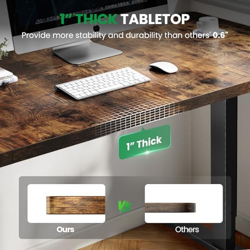 Brown 71x30 in Electric Standing Desk, 1 Inch Thick Tabletop