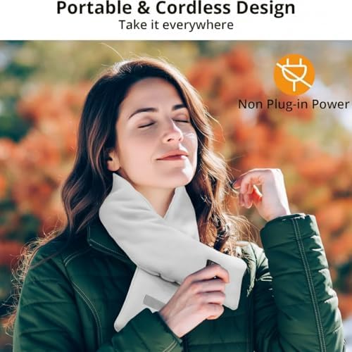 Neck Heating Pad, Electric Heated Scarf with 5000mAh Power Bank, Cordless Neck Warmer for Pain Relief