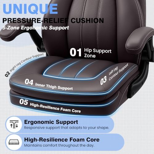 Ergonomic Leather Office Chair, Executive Desk Chair High Back