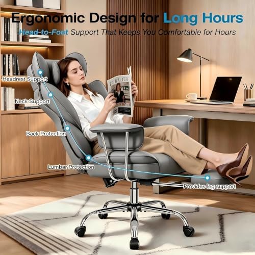 Big and Tall Office Chair, High Back Gaming Chair with Footrest