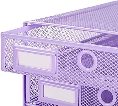 Annova Desk Organizer Wire Mesh 3 Tier Sliding Drawers Paper Sorter/Multifunctional/Premium Solid Construction for Letters, Documents, Mail, Files, Paper, Kids' Art Supplies (Light Pink)