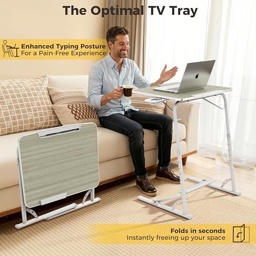 FoldWise Upgraded Folding TV Tray Table, Sturdy Couch & Dinner Laptop Table