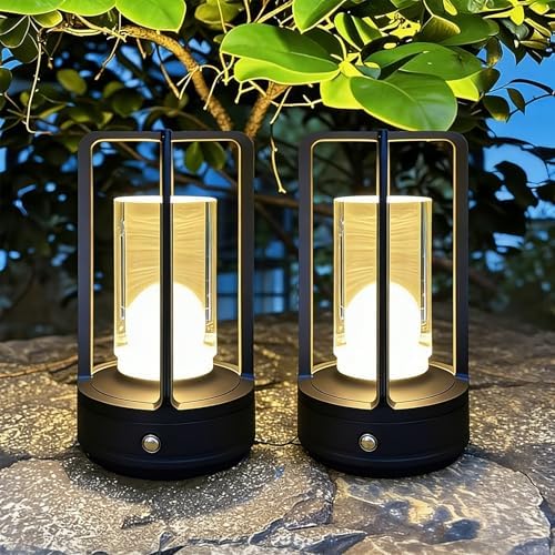 Rechargeable Table Lamp, 4000mAh Battery-Operated Cordless (Black-2)