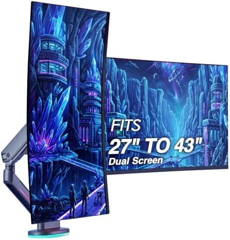 AVLT Dual 27”-43” RGB Gaming Monitor Arm Desk Mount -Dark Gray