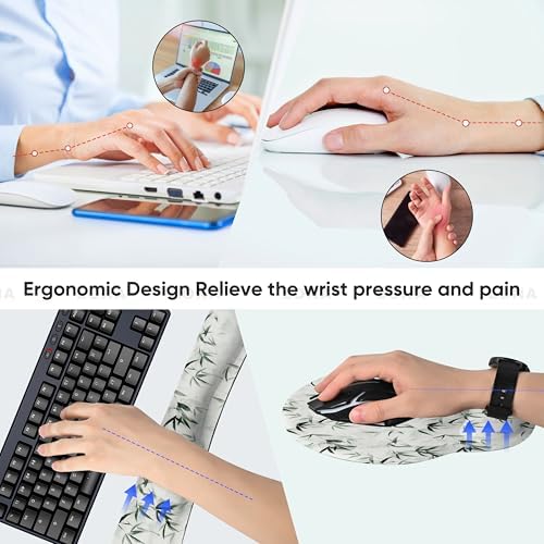 RICHEN 3 PCS Computer Mouse Pads for Desk with Coaster Set, Non-Slip Keyboard Wrist Rest and Mouse Pad Set, Ergonomic Design(YKMWR-56)
