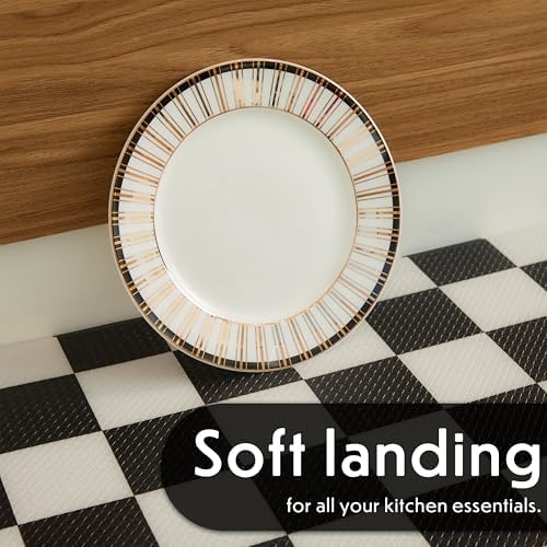 Ohocut Checkered Kitchen Mats for Floor Set of 2, 2 Pcs Black White Cushioned Non Slip Runner Rugs for Kitchen/Sink/Laundry, Comfort Aesthetic Cute Anti-Fatigue Foam Floor Mat 17.3"x29.5"+17.3"x47.2"