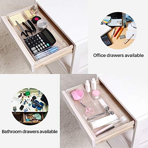 Oubonun Expandable Shallow Vanity Plastic Makeup Drawer Organizers, 4 Pack