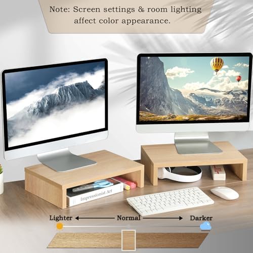 TEAMIX Wood Monitor Stand Riser-2 Packs, Maple
