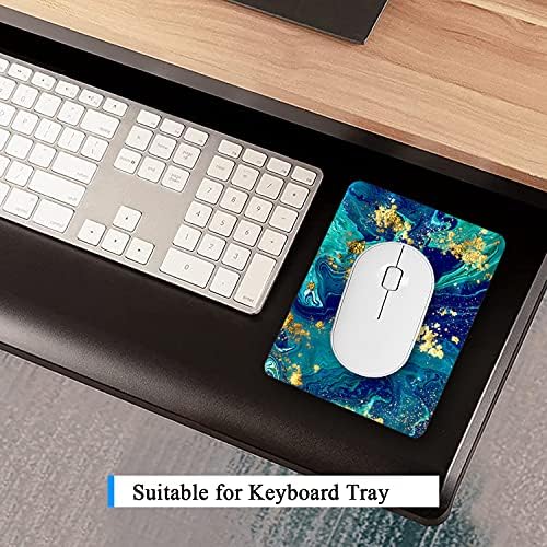 Small Mouse Pad, Mini Mouse Pad 6 x 8 Inch, Thick Rubber Waterproof Mouse Mat, Cute Mousepad for Women Men Kids Wireless Mouse Mini Laptops Keyboard Tray Home Office Travel, Teal Gold Marble