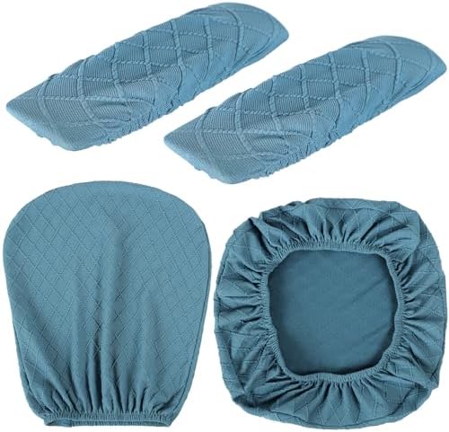 Tallew 4 Pcs Office Chair Covers Stretch Seat Armrest, Azure Blue