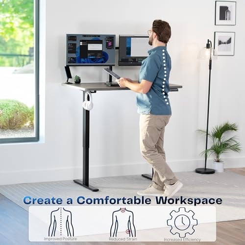 VIVO Dark Gray 48 x 30 in Standing Desk, DESK-KIT-1B5G