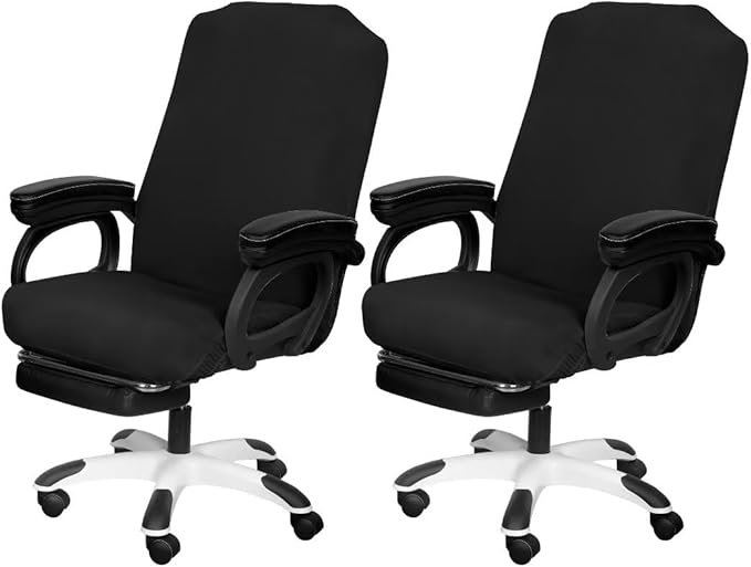 SARAFLORA Office Chair Cover, Stretchable Desk Cover Removable Computer for with Zipper Universal Spandex Rotating Anti-dust Slipcover,Black, Medium | 2PCS (BGYT-M2-Black)