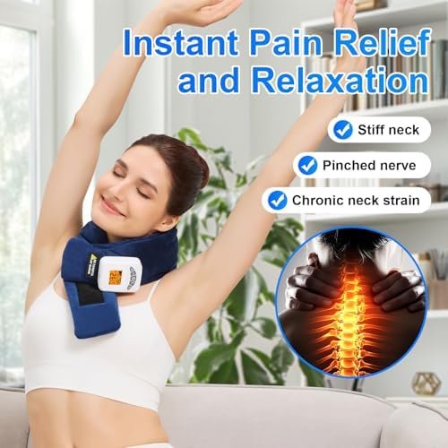 Neck Heating Pad with Vibration Massage for Neck Pain Relief,Portable Cordless Heating Pad for Neck,Heated Neck Wrap Cordless for Soreness Stiffness