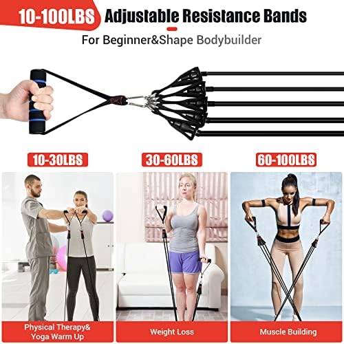 Resistance Bands with Handles for Women, 5 Level Exercise Bands