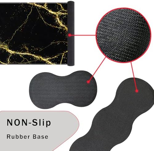 Keyboard Wrist Rest and Mouse Pad with Wrist Support Set Ergonomic Coaster,Memory Foam,Easy Typing Pain Relief,Large XL Desk Mat 31.5"x 11.8",Black Marble