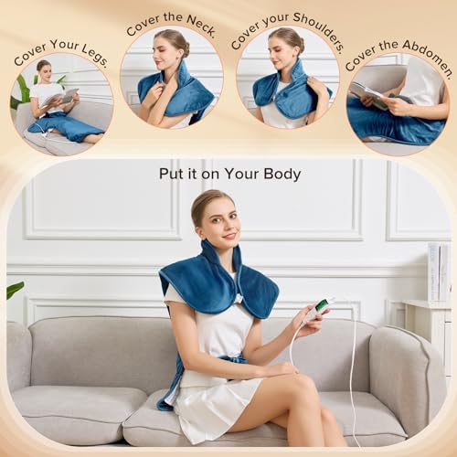 Mothers Day Gifts & Birthday Gifts for Mom Wife Men, Portable Heating Pad – Heated Weighted Blanket for Neck, Shoulders & Back – Extra Large 25"x37" Full Back Heating Pad – Auto Shut-Off