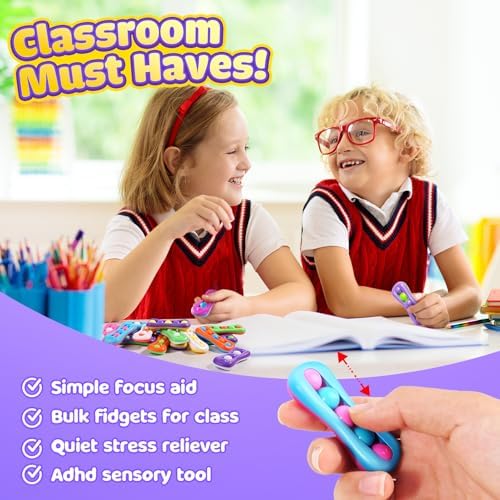 LESONG Fidget Sensory Toys for Kids: 18 Pack Colorful Finger Spinner Toys
