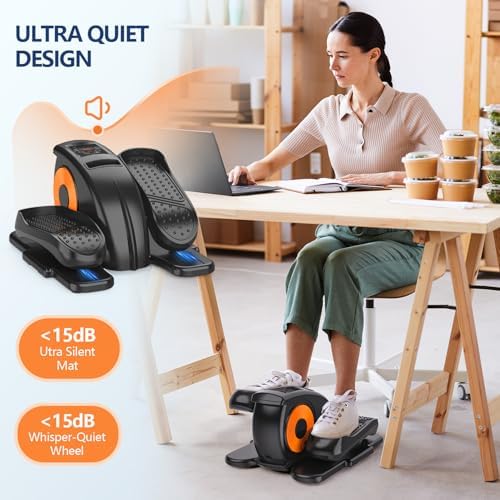 Under Desk Elliptical Machine for Senior Mini Elliptical Leg Exerciser with Remote Quiet Portable Electric Seated Foot Pedal Exerciser for Home Office