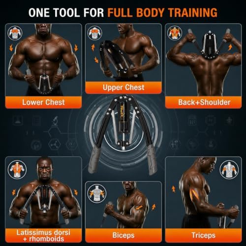 Arm Exercise Equipment Chest Workout - 10 Gears 22-440lb Hydraulic Power
