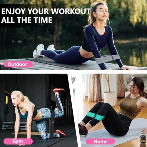 Exercise Bands, 3 Levels Fabric Resistance Bands for Working Out, Workout Bands Resistance for Women & Men, Multi-Colored Fabric Booty Bands for Leg Strength Training, Rehab, Yoga