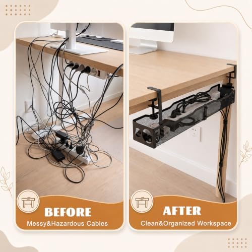 98 Pcs Cable Management, 25" No Drill Under Desk Cord Organizer