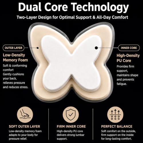 Memory Foam Lumbar Support Pillow,Back Support for Office Chair,Back Pillow for Chair,Lower Back Cushion for Desk Chair,Computer Chair,Gaming Chair and Car Seat,Washable Cover (Enhanced Black)