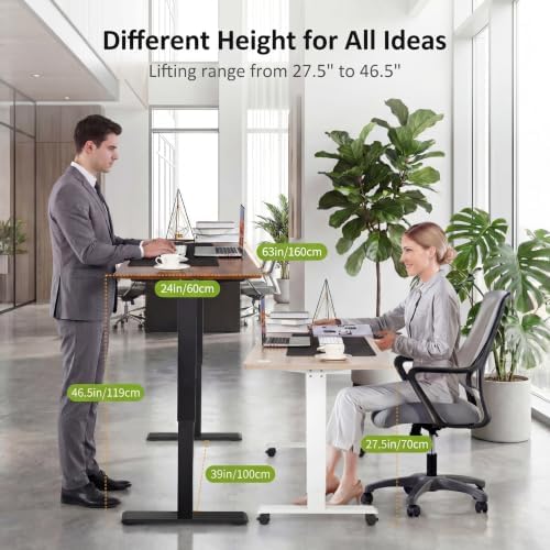 farexon Electric Standing Desk 63 x 24In with Power Outlets,Rolling Stand up Desk with Mouse Pad,Wheels，2 USB Ports & 3 Power Outlets, 4 Caster, 4 Preset Heights Easy to Set for Home Office(Brown)