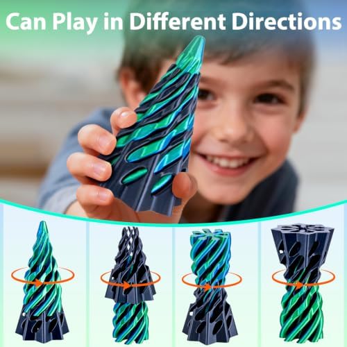 4 Pack Impossible Cone Fidget Toy, 3D Printed Spiral Pyramid Passthrough Gadget, Sensory Stress Relief Desk Toys for Kids & Adults, Optical Illusion Gift for ADHD/Anxiety
