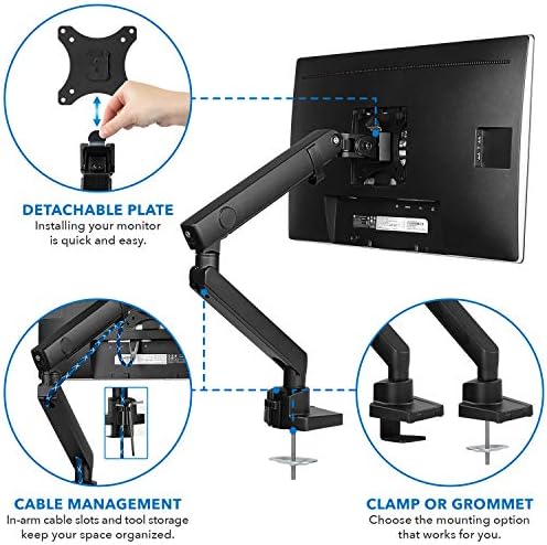 Mount-It! Single Monitor Desk Mount, Top-Mount Arm, 17-32" Screens