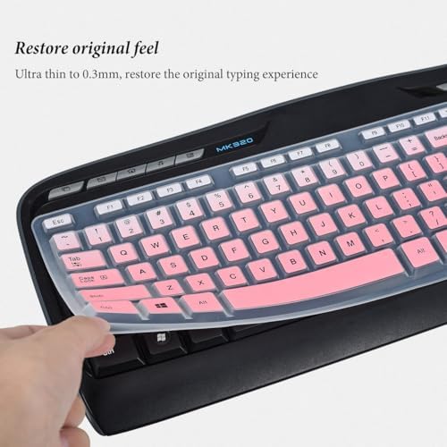 Keyboard Cover for MK320 MK330 K330 Wireless Desktop Keyboard, MK320-YR002/Y-R0009 Keyboard Skin Accessories-Gradual Pink