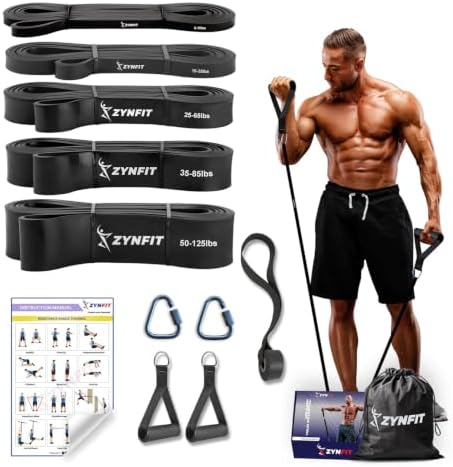 Pull Up Bands, Resistance Bands Set with Door Anchor, 5-Level Pull Up Assistance Bands for Working Out, Workout Bands for Home Gym