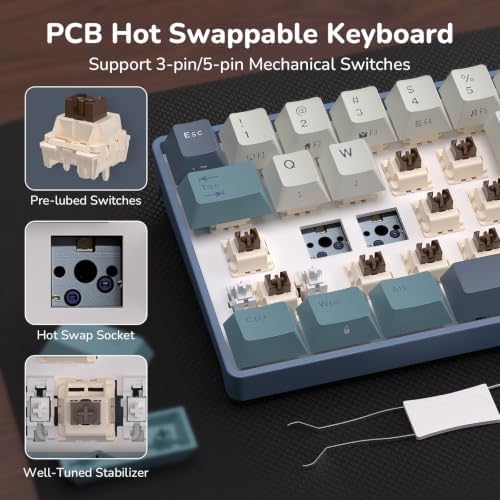 RK ROYAL KLUDGE RK68 65% RGB Wireless Mechanical Keyboard for Gaming, Work