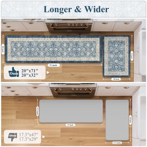 KIMODE Anti Fatigue Mats for Kitchen Floor, Boho Floral Home Kitchen Decor