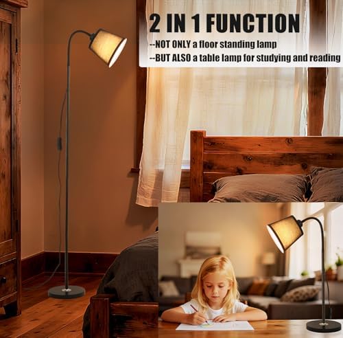 Floor Reading Lamp, Adjustable Height Bendable Short Standing Corner Lamps
