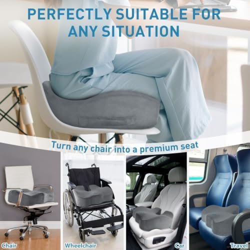 BlissTrends Extra Thick Seat Cushion for Office Chair & Car Seat, LightGrey