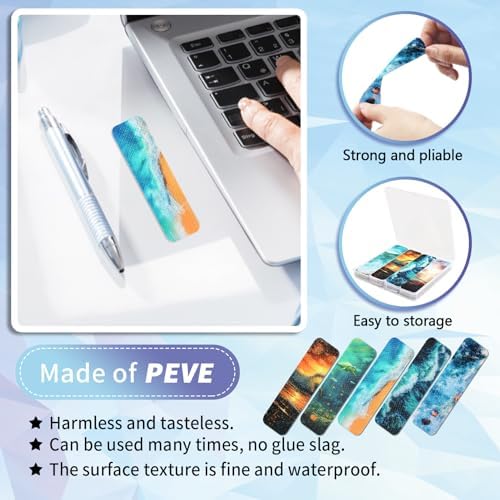 48 Pieces Anxiety Sensory Stickers with Storage Box - Sensory Strips 2 Textured Surface Adhesives Fidget Strips for Office & Classroom Desk Relieve Adult & Teen Stress (Ocean Style)