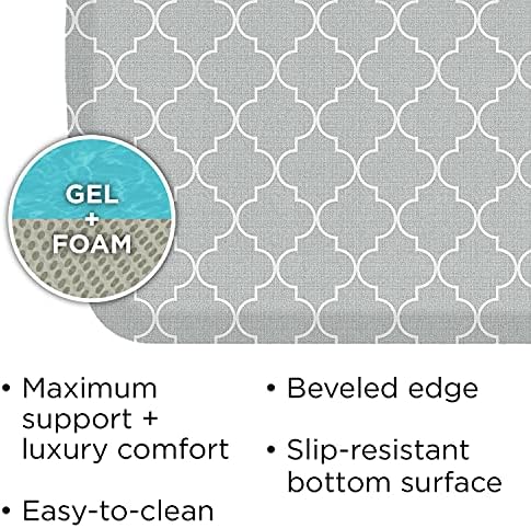 GelPro Elite Premier Anti-Fatigue Kitchen Comfort Floor Mat, 20x48, Lattice Light Grey Stain Resistant Surface with Therapeutic Gel and Energy-Return Foam for Health & Wellness
