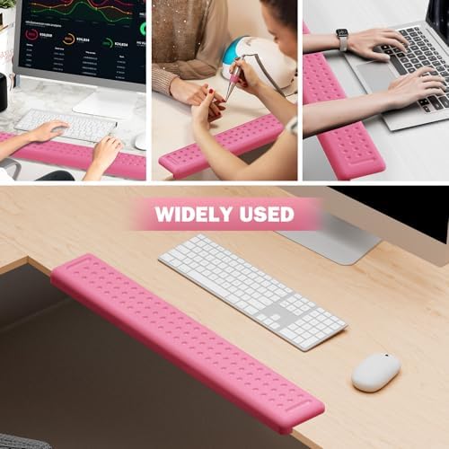Leolee L-Shaped Desk Long Wrist Rest Elbow 60CM, Pink Arm Rest for Desk