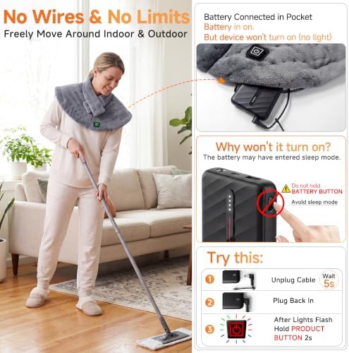 Cordless Heating Pad for Neck and Shoulders Back, 10000mAh Battery,2 Packs