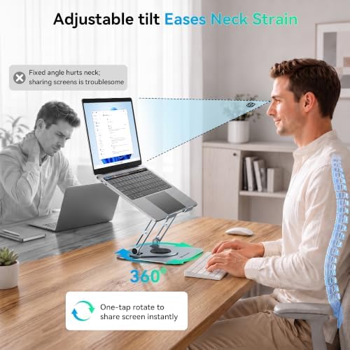Yottamaster Adjustable Laptop Stand, 360° Rotating Aluminum Desk Stand