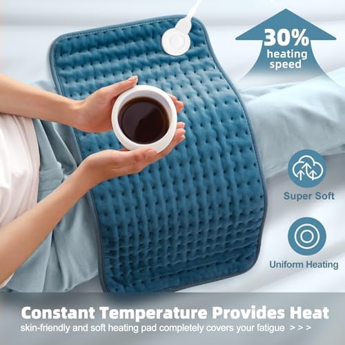 VALGELUIK Heating Pad for Back Pain Relief, 12"x24" Electric Heat Pad Gifts
