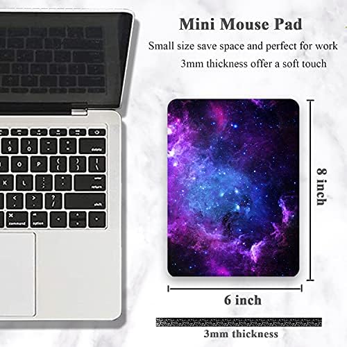 Atufseat Small Mouse Pad, Mini Mouse Pad 6 x 8 Inch, Thick Rubber Waterproof Mouse Mat, Cute Mousepad for Men Kids Wireless Mouse Mini Laptops Keyboard Tray Home Office Travel, Blue Purple Galaxy