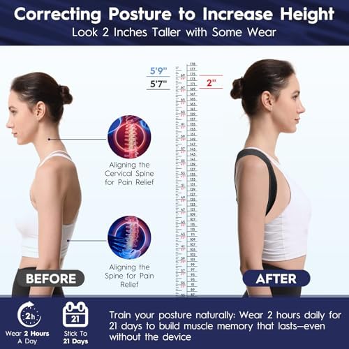 Back Brace Posture Corrector for Men - Bionic System Upper Back Support Shoulder Posture Brace for Women, Newly Adjustable Back Straightener Neck Pain Relief 004-L