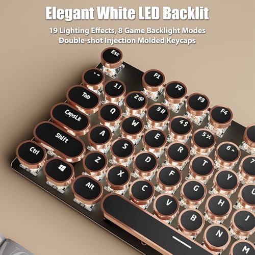 Typewriter Style Mechanical Gaming Keyboard White LED Backlit