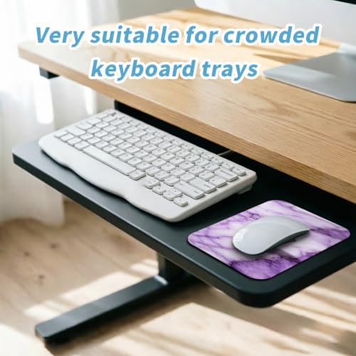 Small Mouse pad, with Edge-Sewn Design, extends Service Life by Twice, occupying the Optimal Size for the Mouse and Wrist Position. (Purple Marble)